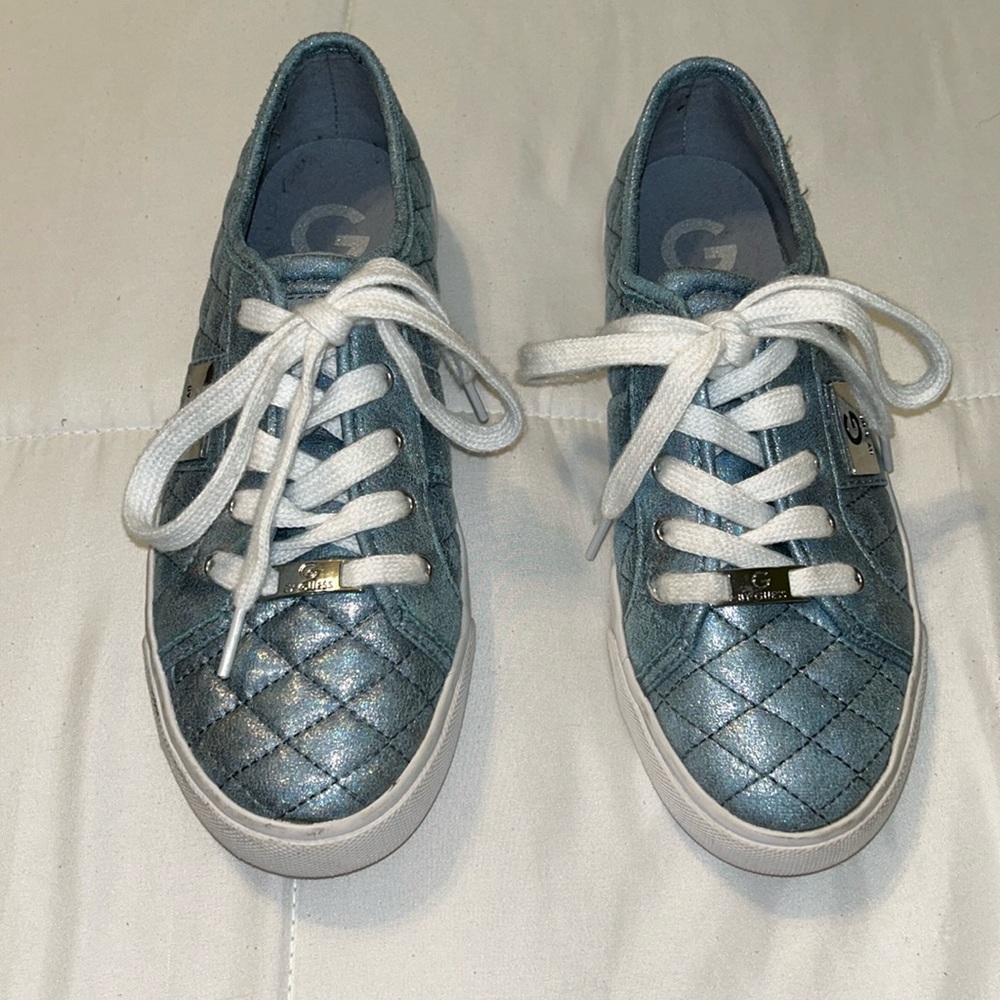 Guess - Ggbacker2 women’s blue, silver, and white sneakers